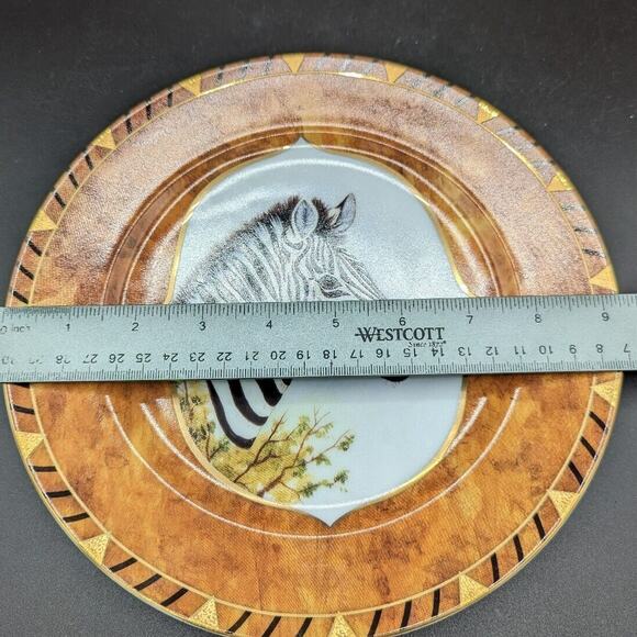 Lynn Chase Plate African Portraits Zebra Luncheon Dinner 9 Inch Safari 1990s - Picture 9 of 11
